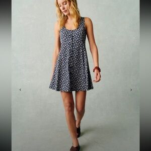 Sézane Leo Dress Large Lanzarote Print Button Front Cotton Blend